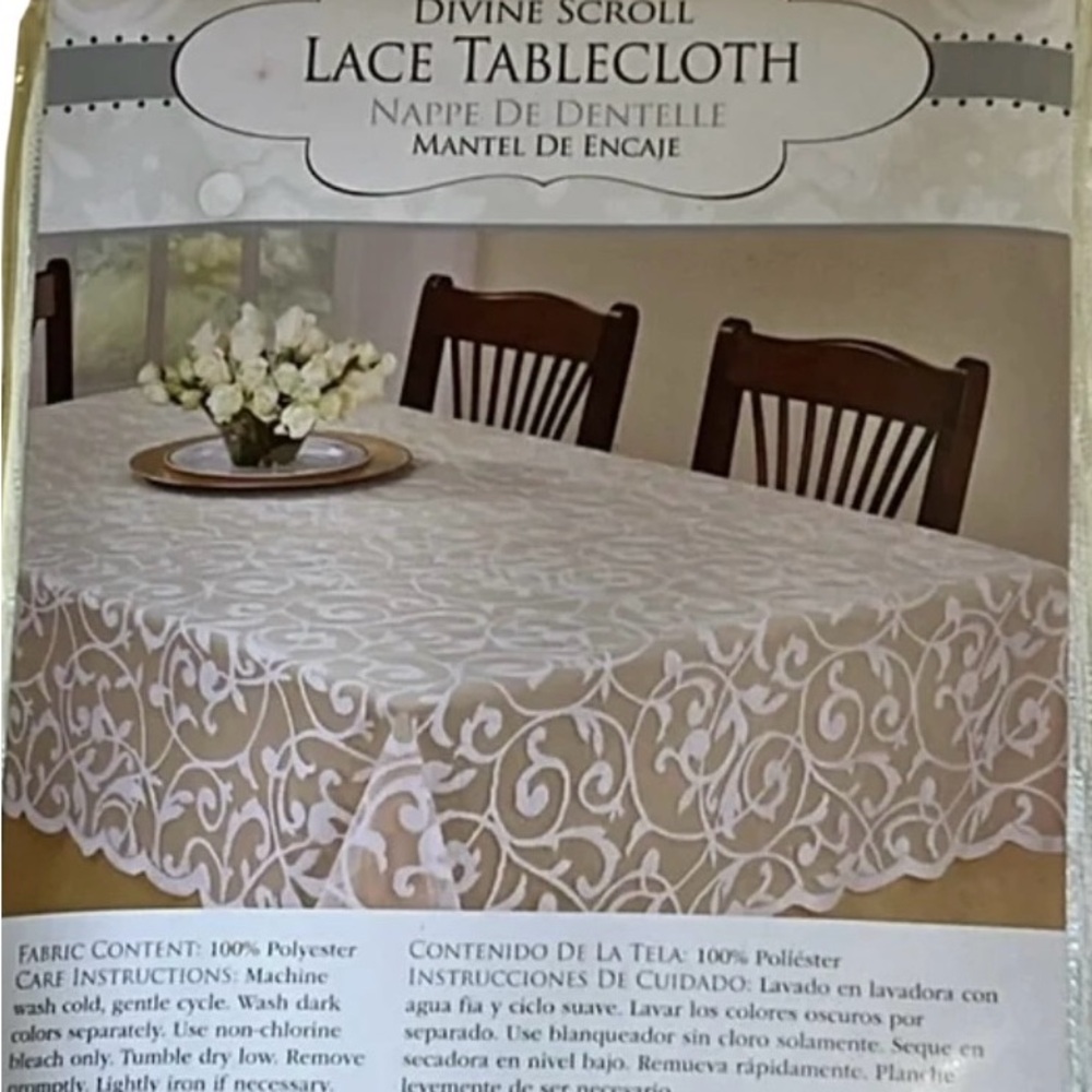 NIB- Divine Scroll Lace Tablecloth- Overlay- Rectangular 60” x 84” - Picture 5 of 5